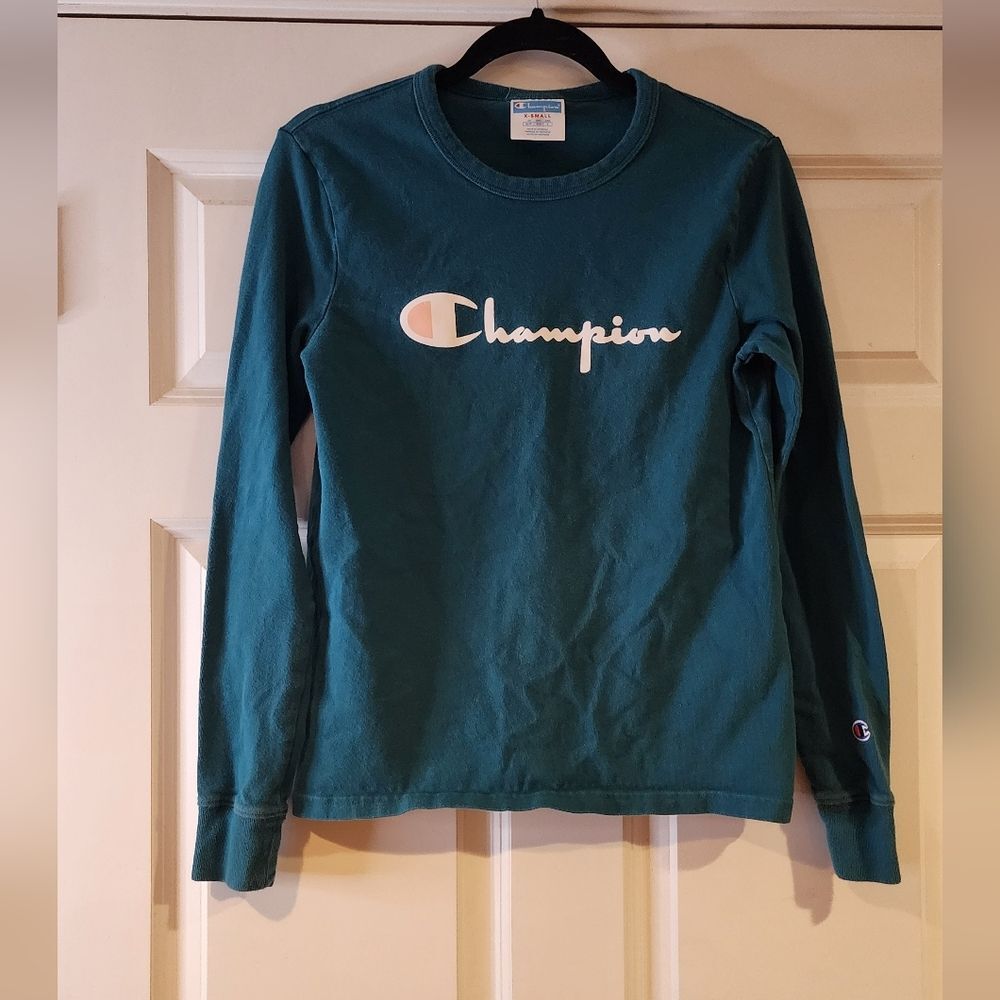 Champion turquoise cotton long sleeve top XS